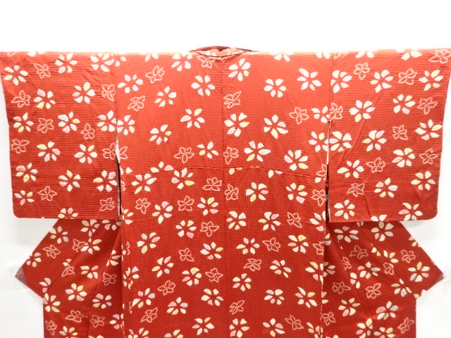  絞り　花模様小紋着物